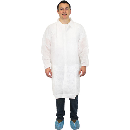 Lab Coat, Polypropylene, White, Large Oxymax Inc