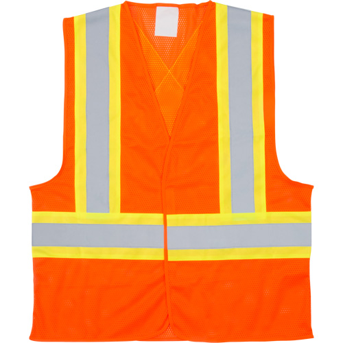 Traffic Safety Vest, High Visibility Orange, Medium, Polyester Oxymax Inc