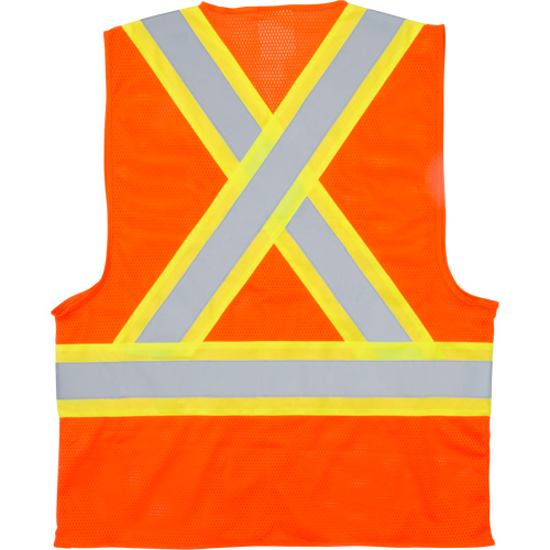 Traffic Safety Vest, High Visibility Orange, Medium, Polyester Oxymax Inc