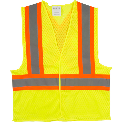 Traffic Safety Vest, High Visibility Lime-Yellow, Medium, Polyester Oxymax Inc