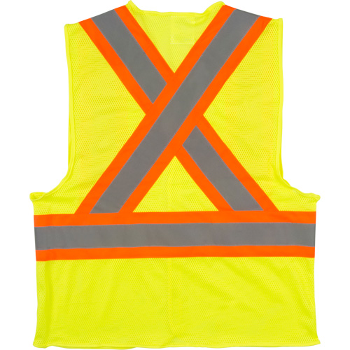 Traffic Safety Vest, High Visibility Lime-Yellow, Medium, Polyester Oxymax Inc