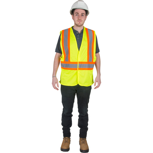 Traffic Safety Vest, High Visibility Lime-Yellow, Medium, Polyester Oxymax Inc