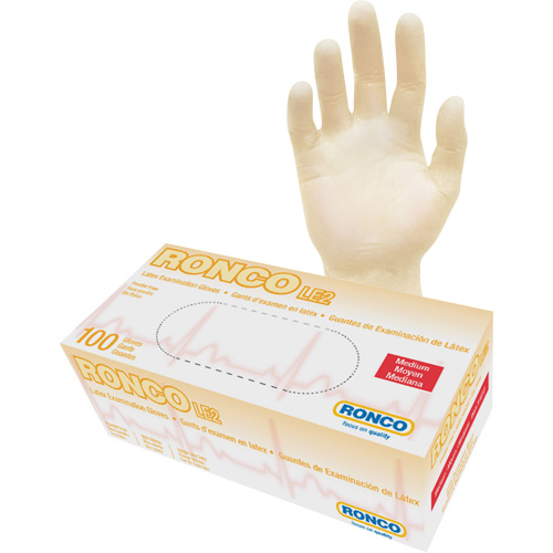 Gants jetables, Moyen, Latex, 4 mils, Sans poudre, Naturel, Classe 2 Oxymax Inc