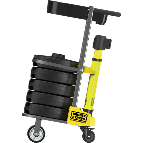 PLUS Barrier Post Cart Kit with Tray, 75' L, Metal, Yellow Oxymax Inc