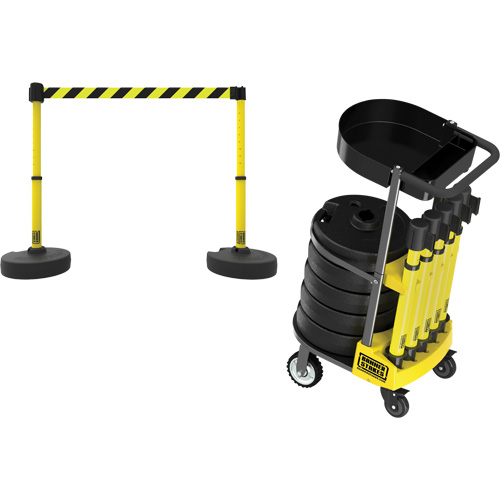 Chariot de transport avec plateau pour barri&egrave;re PLUS, 75' lo, M&eacute;tal, Jaune Oxymax Inc