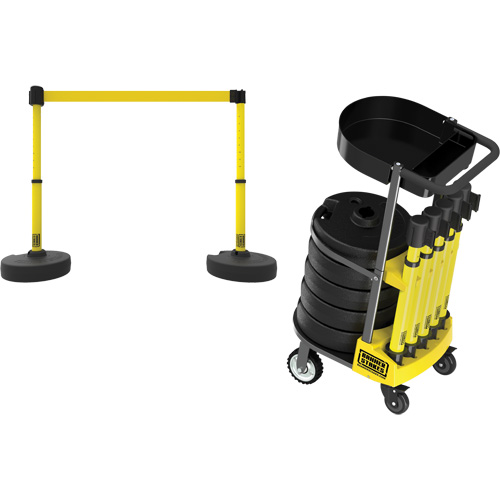 Chariot de transport avec plateau pour barri&egrave;re PLUS, 75' lo, M&eacute;tal, Jaune Oxymax Inc
