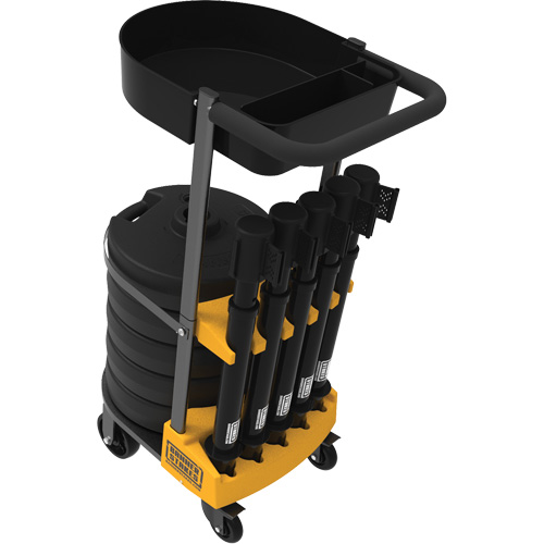 Chariot de transport avec plateau pour barri&egrave;re PLUS, 75' lo, M&eacute;tal, Noir Oxymax Inc