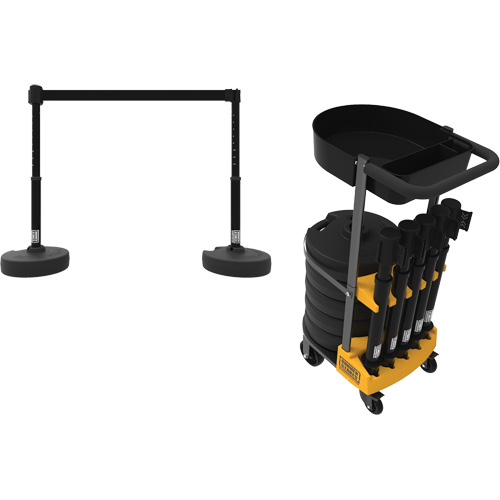 Chariot de transport avec plateau pour barri&egrave;re PLUS, 75' lo, M&eacute;tal, Noir Oxymax Inc