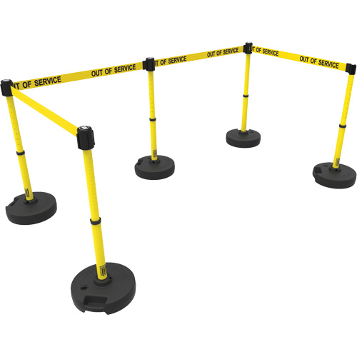 Ensemble de cinq montants pour barri&egrave;re PLUS, Plastique, 42" h, Ruban Jaune, Longueur du ruban 15' Oxymax Inc