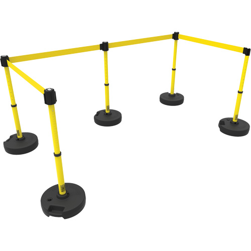 Ensemble de cinq montants pour barri&egrave;re PLUS, Plastique, 42" h, Ruban Jaune, Longueur du ruban 15' Oxymax Inc