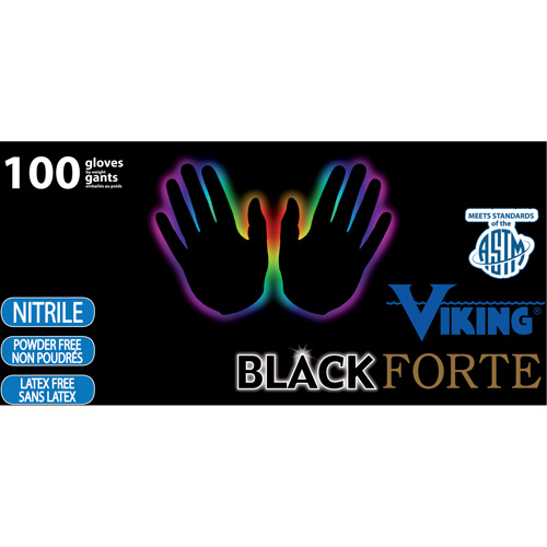 34605 Forte Disposable Gloves, Small, Nitrile, 6-mil, Powder-Free, Black Oxymax Inc