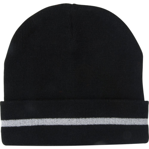 Knit Hat with Silver Reflective Stripe, One Size, Black Oxymax Inc
