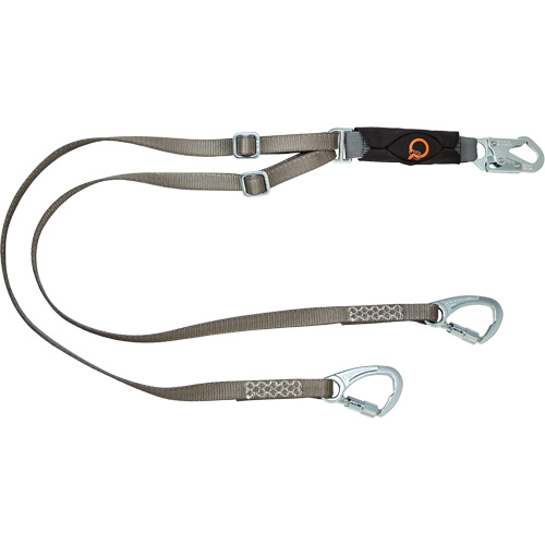 V-Series Tie-Back Lanyard, 6', Carabiner Center, Snap Hook Leg Ends, Polyester Oxymax Inc