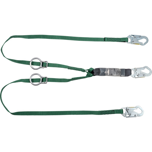 V-Series Tie-Back Lanyard, 6', Snap Hook Center, Snap Hook Leg Ends, Polyester Oxymax Inc