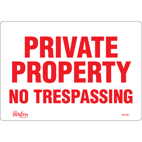 "Private Property" Sign, 7" x 10", Vinyl, English Oxymax Inc