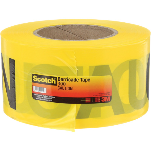 Scotch&reg; Buried Barricade Tape, English, 3" W x 1000' L, 2 mils, Black on Yellow Oxymax Inc