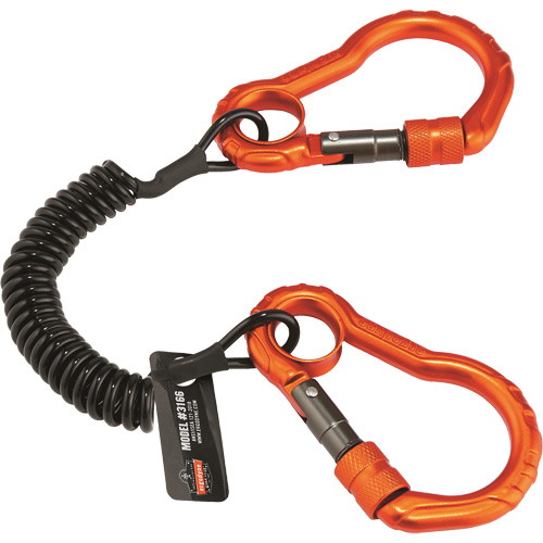Squids&reg; 3166 Tool Lanyard, Coil, Dual Carabiner Oxymax Inc