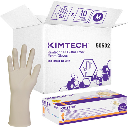 Gants m&eacute;dicaux Kimtech XTRA-PFE, Moyen, Latex, 6 mils, Sans poudre, Blanc, Classe 2 Oxymax Inc