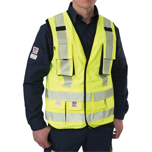 Ripstop Surveyor's Vest, High Visibility Lime-Yellow, Small, Polyester Oxymax Inc