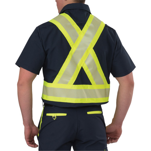 Ripstop High Visibility Short Sleeved Shirt, Polyester, Small, Navy Blue Oxymax Inc