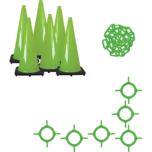 Ensemble de c&ocirc;nes de signalisation et chaînes, 28", Vert Oxymax Inc
