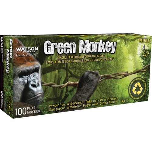 5559PF Green Monkey Gloves, Small, Nitrile, 4-mil, Powder-Free, Green Oxymax Inc