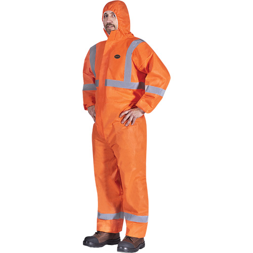 2077 Combinaisons &agrave; capuchon avec ruban r&eacute;fl&eacute;chissant, Petit, Orange, SMS Oxymax Inc