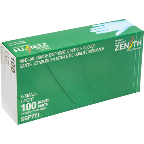 Gants jetables de calibre m&eacute;dical r&eacute;sistants &agrave; la perforation, T-petit, Nitrile, 4,5 mils, Sans poudre, Bleu, Classe 2 Oxymax Inc