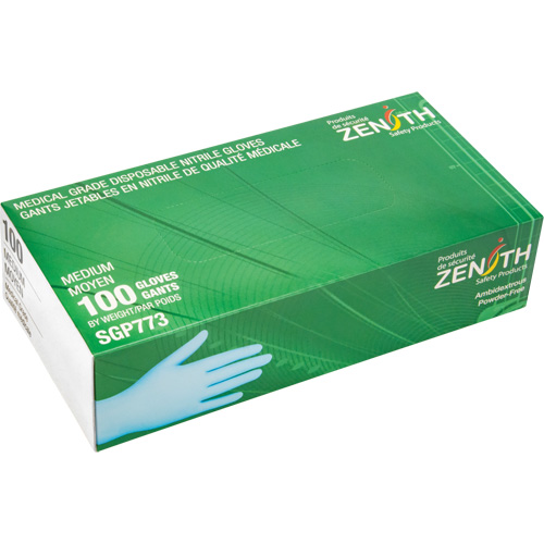 Gants jetables de calibre m&eacute;dical r&eacute;sistants &agrave; la perforation, Moyen, Nitrile, 4,5 mils, Sans poudre, Bleu, Classe 2 Oxymax Inc