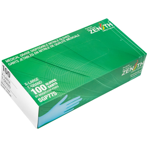 Gants jetables de calibre m&eacute;dical r&eacute;sistants &agrave; la perforation, T-Grand, Nitrile, 4,5 mils, Sans poudre, Bleu, Classe 2 Oxymax Inc