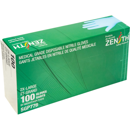 Gants jetables de calibre m&eacute;dical r&eacute;sistants &agrave; la perforation, 2T-Grand, Nitrile, 4,5 mils, Sans poudre, Bleu, Classe 2 Oxymax Inc