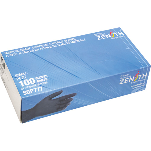 Puncture-Resistant Medical-Grade Disposable Gloves, Small, Nitrile, 5-mil, Powder-Free, Black, Class 2 Oxymax Inc