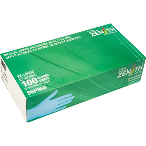 Gants jetables de calibre m&eacute;dical r&eacute;sistants &agrave; la perforation, 2T-Grand, Nitrile, 3,5 mils, Sans poudre, Bleu, Classe 2 Oxymax Inc