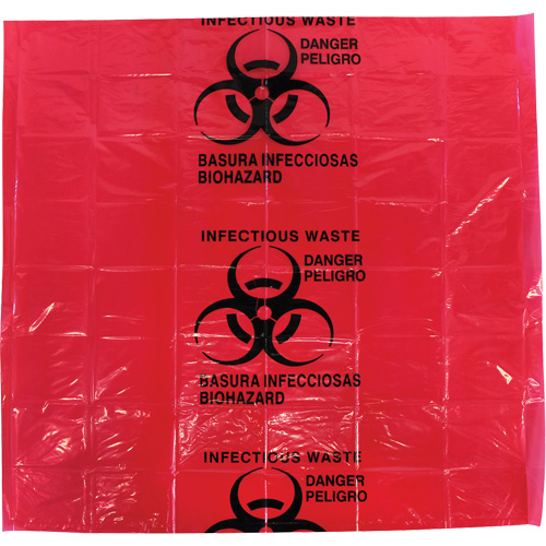 Sacs pour d&eacute;chets dangereux Dynamic, D&eacute;chets infectieux, 24" lo x 24" la, 12 microns Oxymax Inc