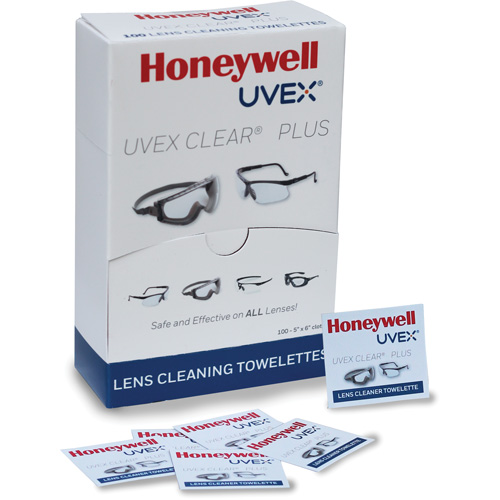 Uvex&reg; Clear&reg; Plus Towelettes, 5.25" x 8", Pack Of 100 Oxymax Inc