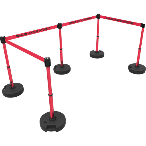 Plus Barrier Post Set, Plastic, 42" H, Red Tape, 15' Tape Length Oxymax Inc