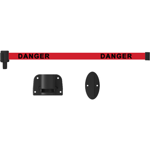 Plus Wall Mount Barrier System, Plastic, Screw Mount, 15', Red Tape Oxymax Inc