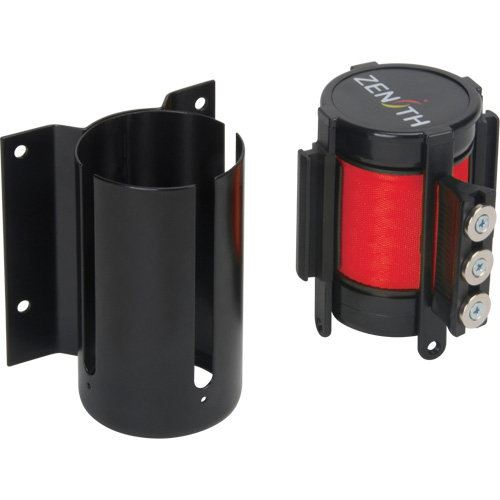 Wall Mount Barrier with Magnetic Tape, Steel, Screw Mount, 12', Red Tape Oxymax Inc