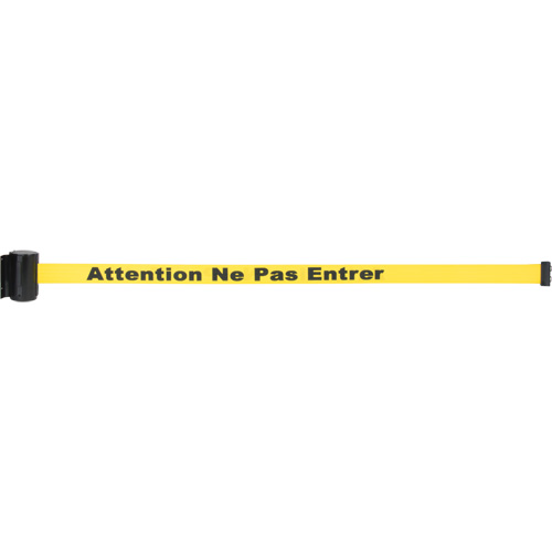 Magnetic Tape Cassette for Build-Your-Own Crowd Control Barrier, Attention ne pas entrer, 7', Yellow Tape Oxymax Inc