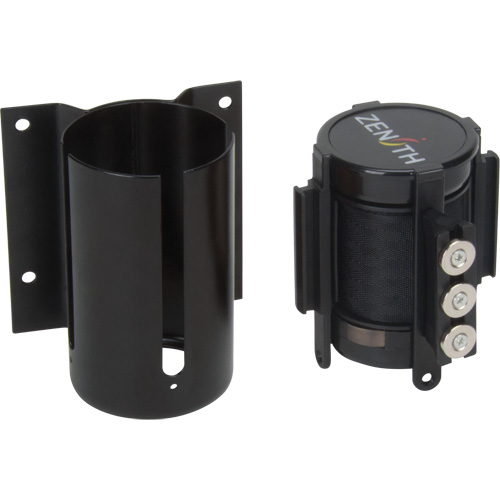 Barri&egrave;re &agrave; fixation murale avec ruban magn&eacute;tique, Acier, Fixation par vis, 12', Ruban Noir Oxymax Inc