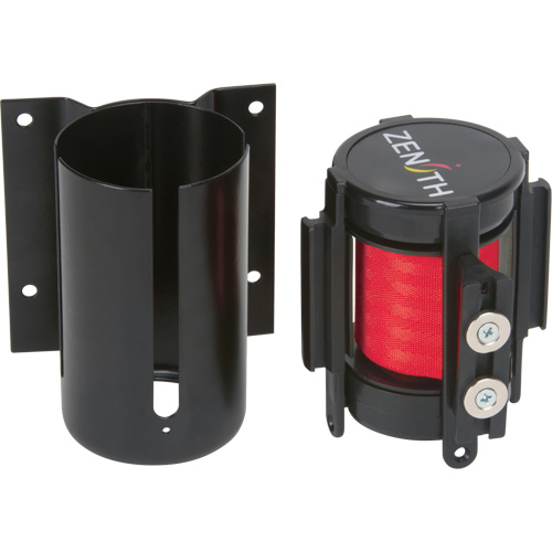 Barri&egrave;re &agrave; fixation murale avec ruban magn&eacute;tique, Acier, Fixation par vis, 7', Ruban Rouge Oxymax Inc