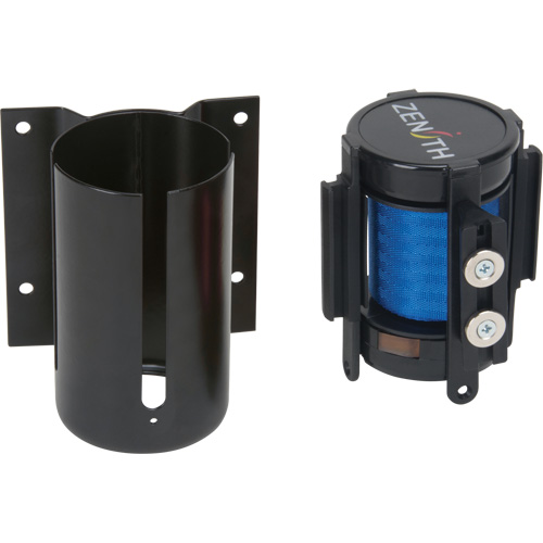Barri&egrave;re &agrave; fixation murale avec ruban magn&eacute;tique, Acier, Fixation par vis, 7', Ruban Bleu Oxymax Inc