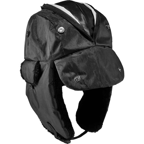 N-Ferno&reg; Zippered Trapper Hat, Polyurethane/Satin Lining, Medium/Small, Black Oxymax Inc