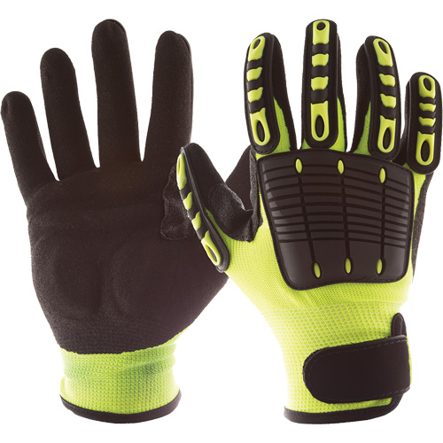 Back Tracker Impact Gloves with Back of Hand Protection, Small, Nitrile Palm, Hook & Loop Cuff Oxymax Inc