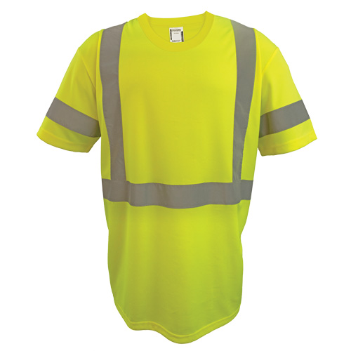 Short Sleeve Safety T-Shirt, Polyester, 2X-Large, High Visibility Lime-Yellow Oxymax Inc