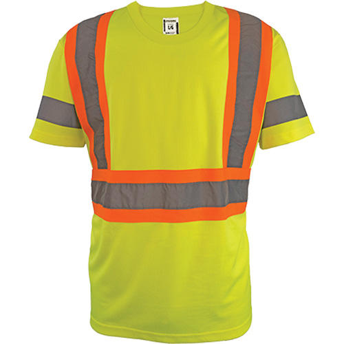 Short Sleeve Safety T-Shirt, Polyester, 2X-Large, High Visibility Lime-Yellow Oxymax Inc