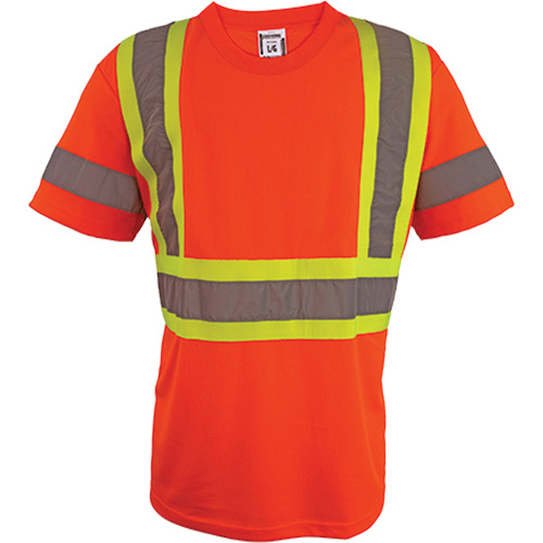 Short Sleeve Safety T-Shirt, Polyester, 2X-Large, High Visibility Orange Oxymax Inc