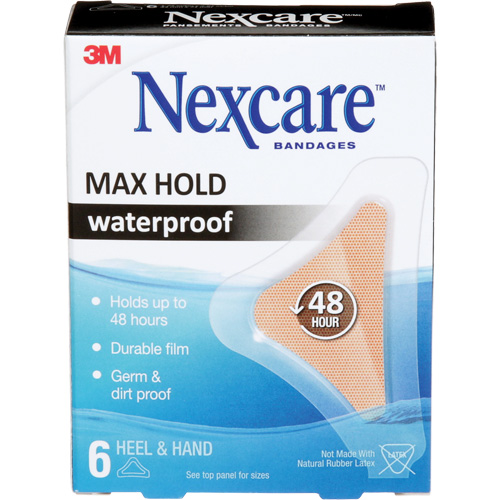 Pansements imperm&eacute;ables &agrave; tenue maximale Nexcare, Main/Talon, 3-1/2", Plastique, St&eacute;rile Oxymax Inc