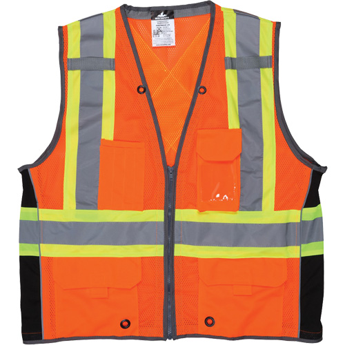 Surveyor Safety Vest, High Visibility Orange, Large, Polyester Oxymax Inc