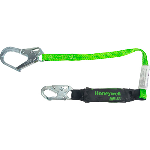 Miller&reg; HP Shock-Absorbing Lanyard, 4', Locking Rebar Hook Center, Locking Snap Hook Leg Ends, Polyester Oxymax Inc